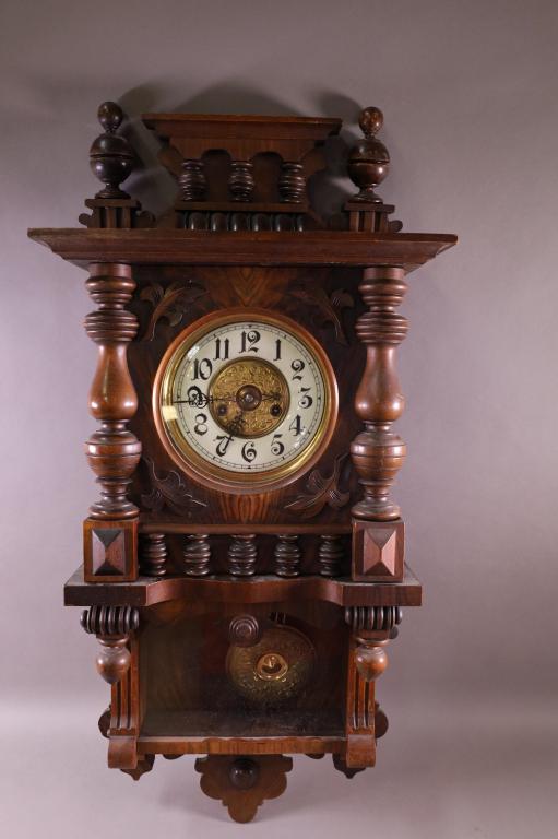 VICTORIAN WALNUT WALL CLOCK (1 of 3)