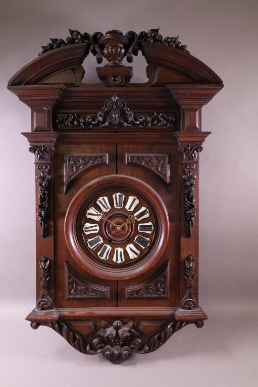 HIGHLY CARVED GERMAN WALL CLOCK (1 of 5)