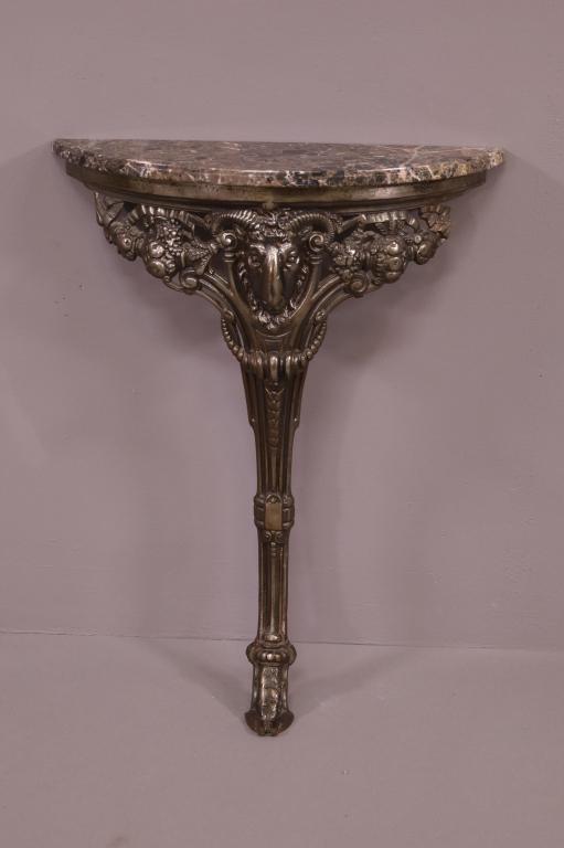 ANTIQUE MARBLE TOP IRON CONSOLE TABLE (1 of 3)