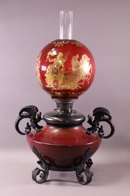 VICTORIAN BRADLEY & HUBBARD OIL LAMP (1 of 5)