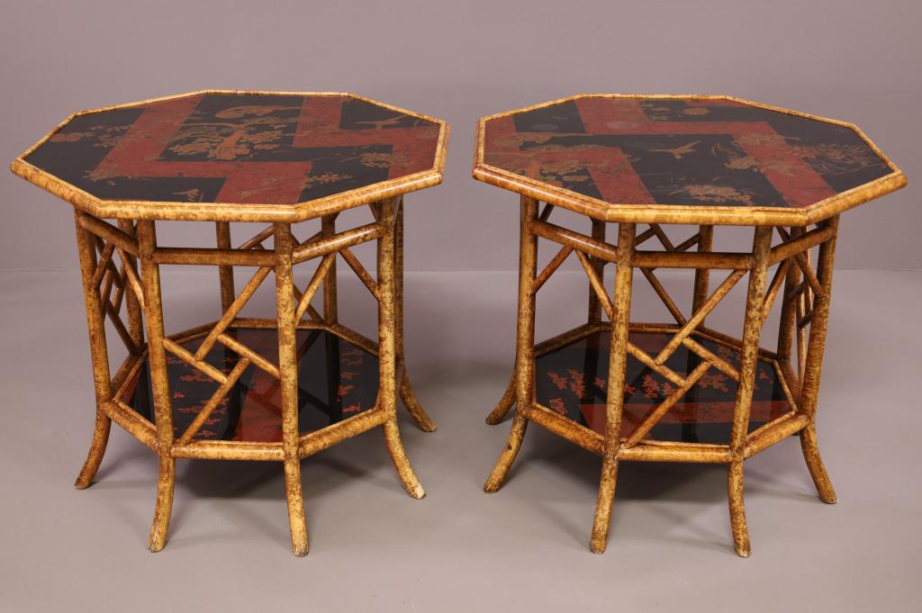 PAIR OF FAUX BAMBOO OCCASIONAL TABLES (1 of 5)