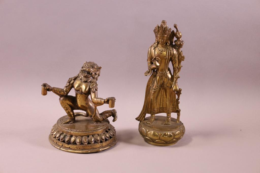 TWO BRONZE THAI FIGURES (1 of 5)