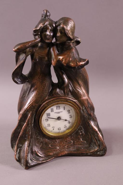 ART NOUVEAU FIGURAL SHELF CLOCK (1 of 3)