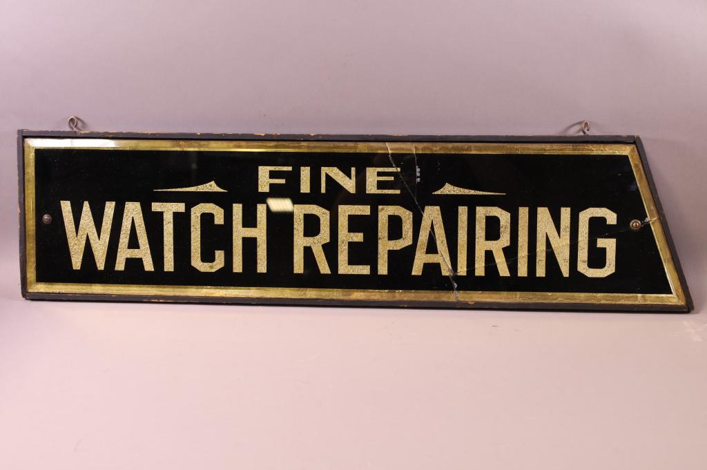 ANTIQUE REVERSE PAINTED TRADE SIGN (1 of 3)