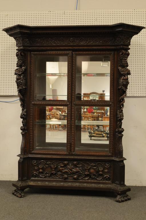 HIGHLY CARVED TWO DOOR CHINA CABINET (1 of 13)