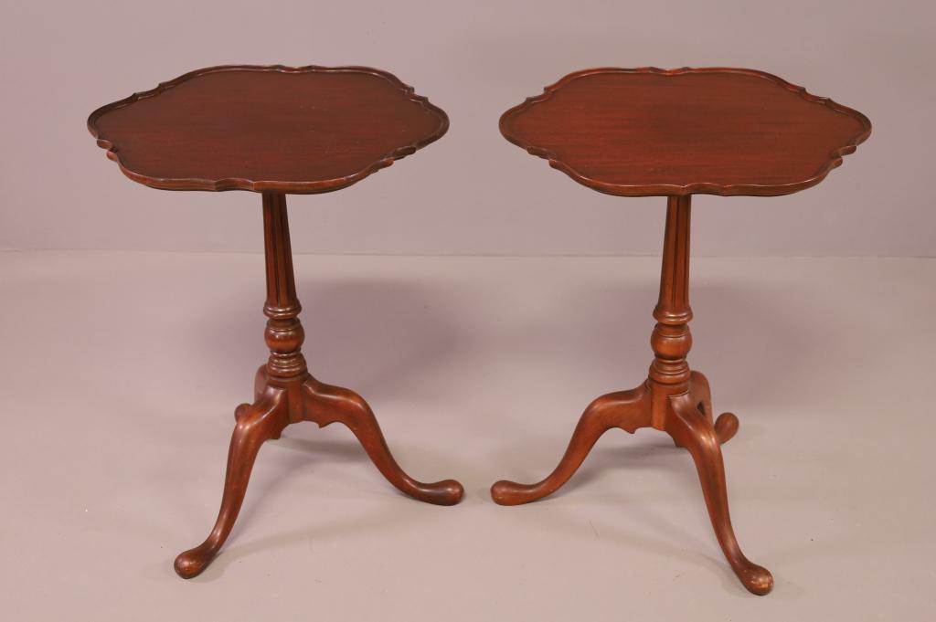 PAIR 1940'S MAHOGANY LAMP TABLES (1 of 3)