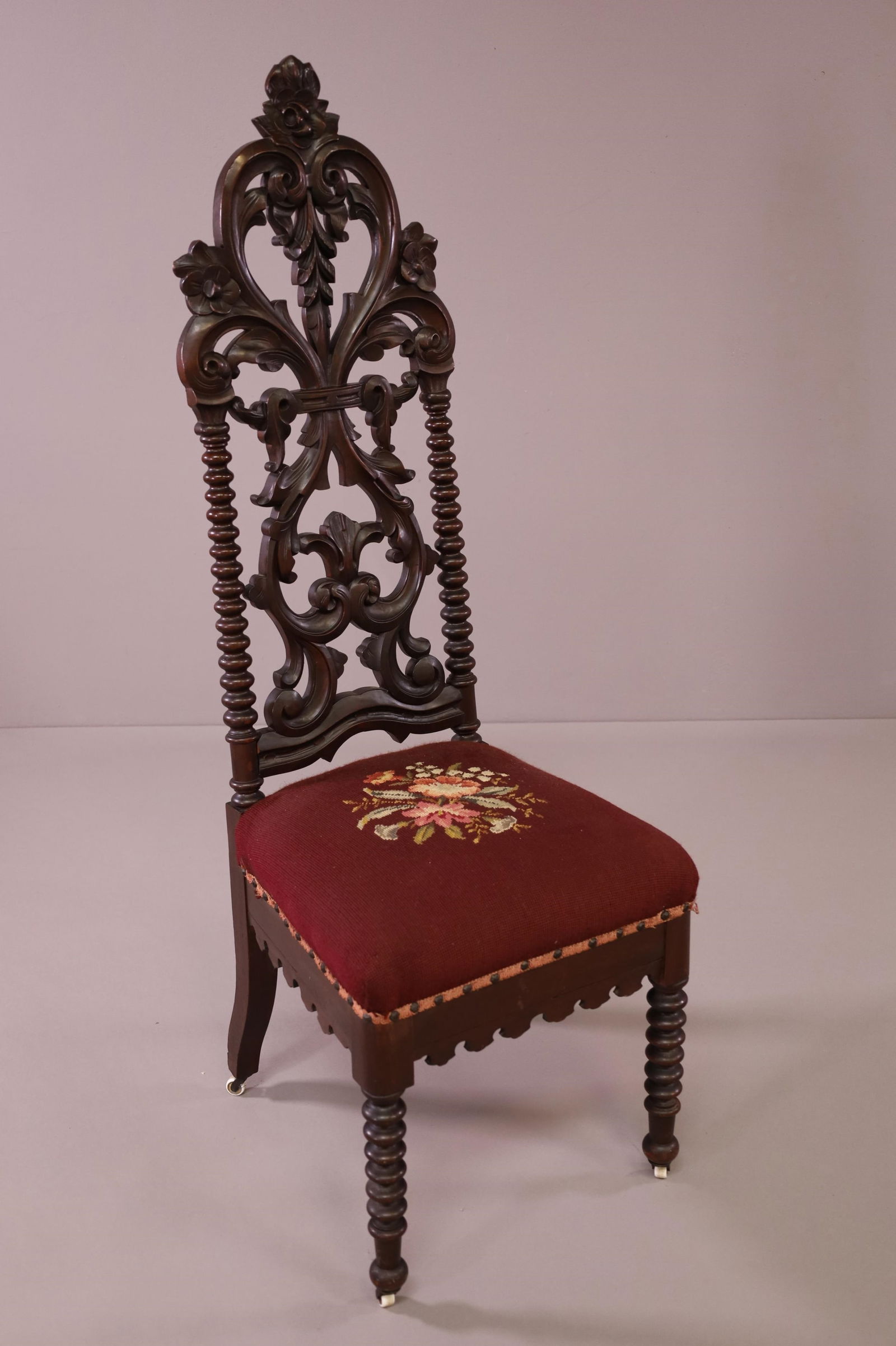 VICTORIAN NEEDLEPOINT HALL CHAIR (1 of 4)