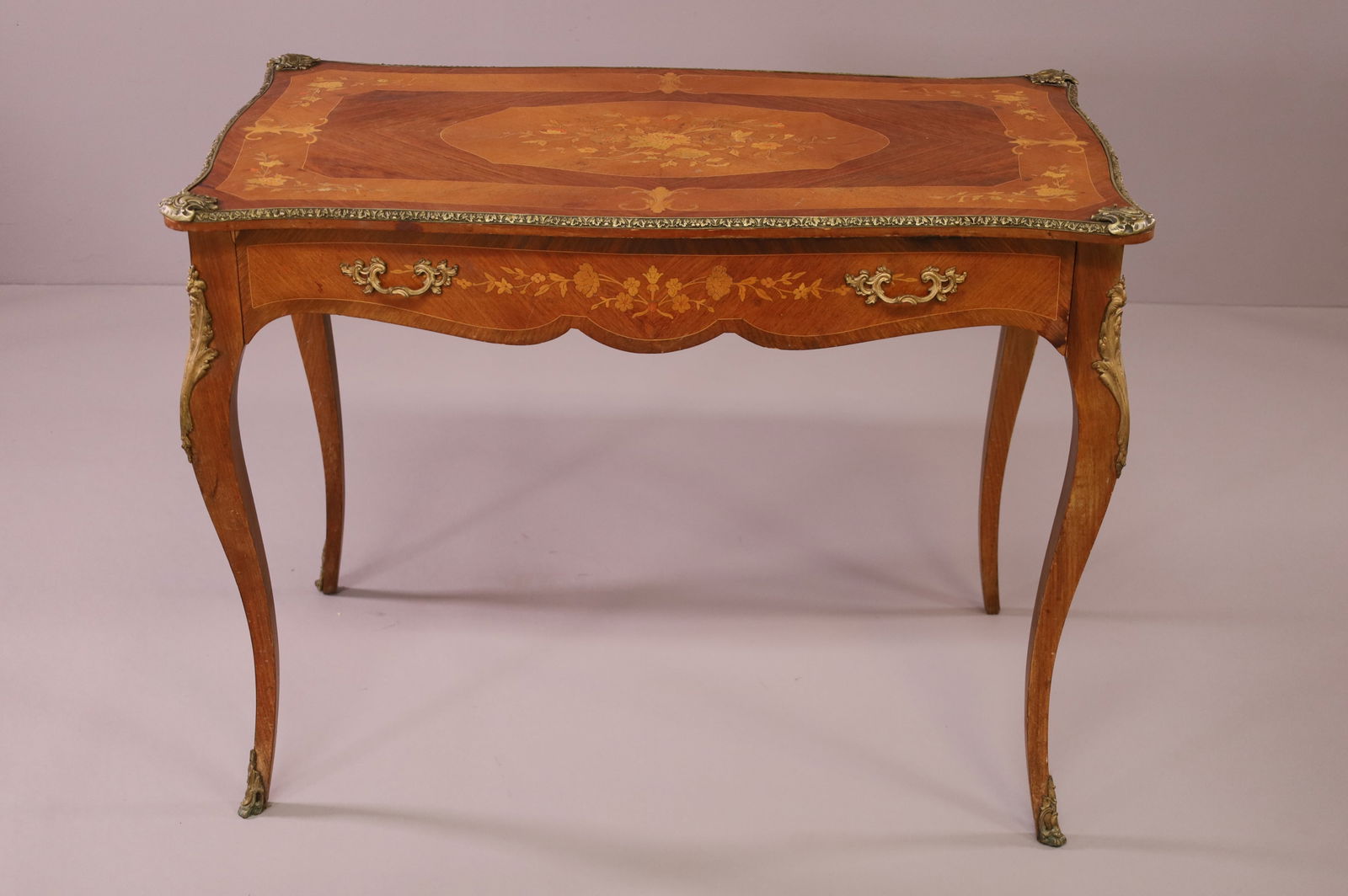 INLAID FRENCH SINGLE DRAWER DESK (1 of 9)