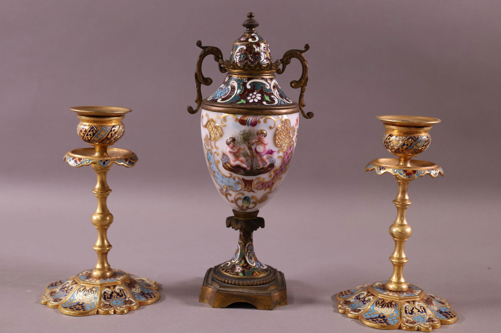 3 PC. FRENCH ENAMEL CABINET SET (1 of 4)