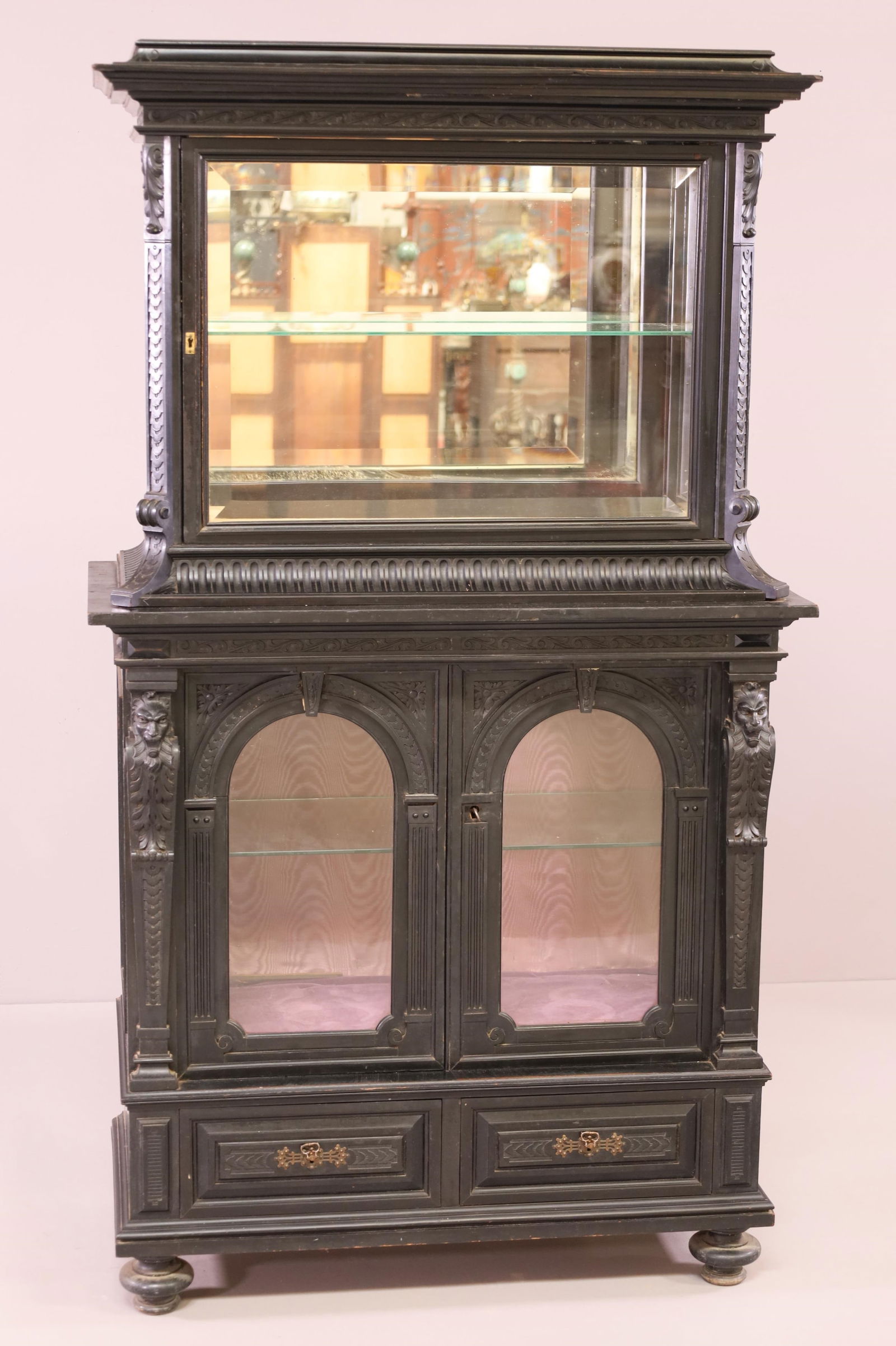 VICTORIAN EBONIZED VITRINE CABINET (1 of 5)