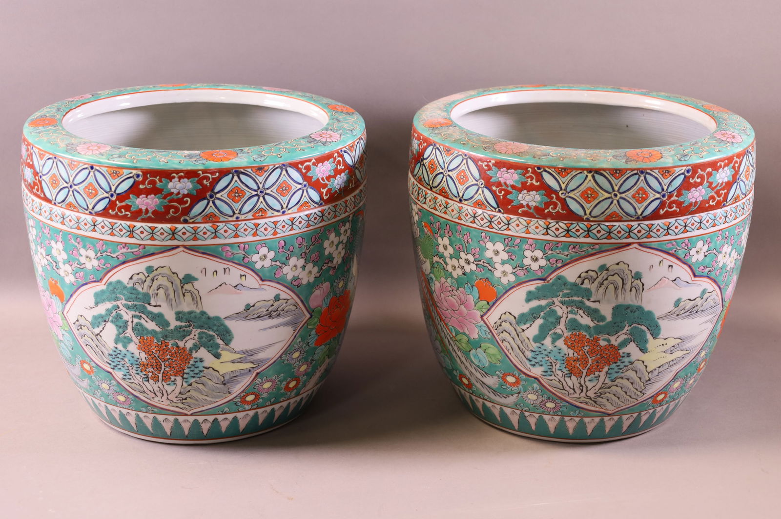 PAIR OF JAPANESE PORCELAIN PLANTERS (1 of 4)