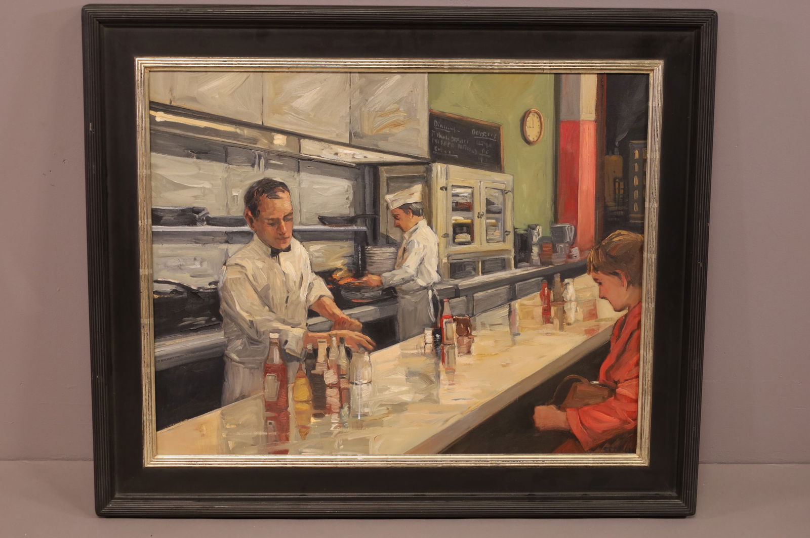 SALLY STORCH DINER SCENE OIL PAINTING (1 of 3)