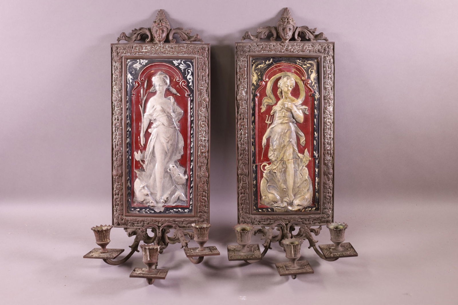 PAIR OF VICTORIAN PORCELAIN INSERT WALL SCONCES (1 of 7)