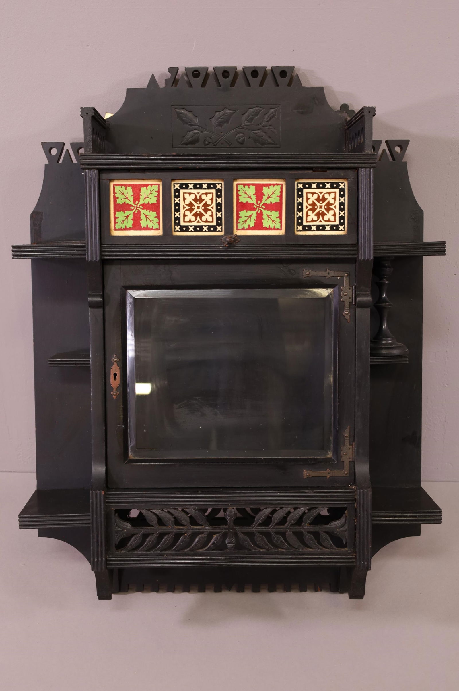 VICTORIAN EBONIZED WALL CABINET (1 of 3)