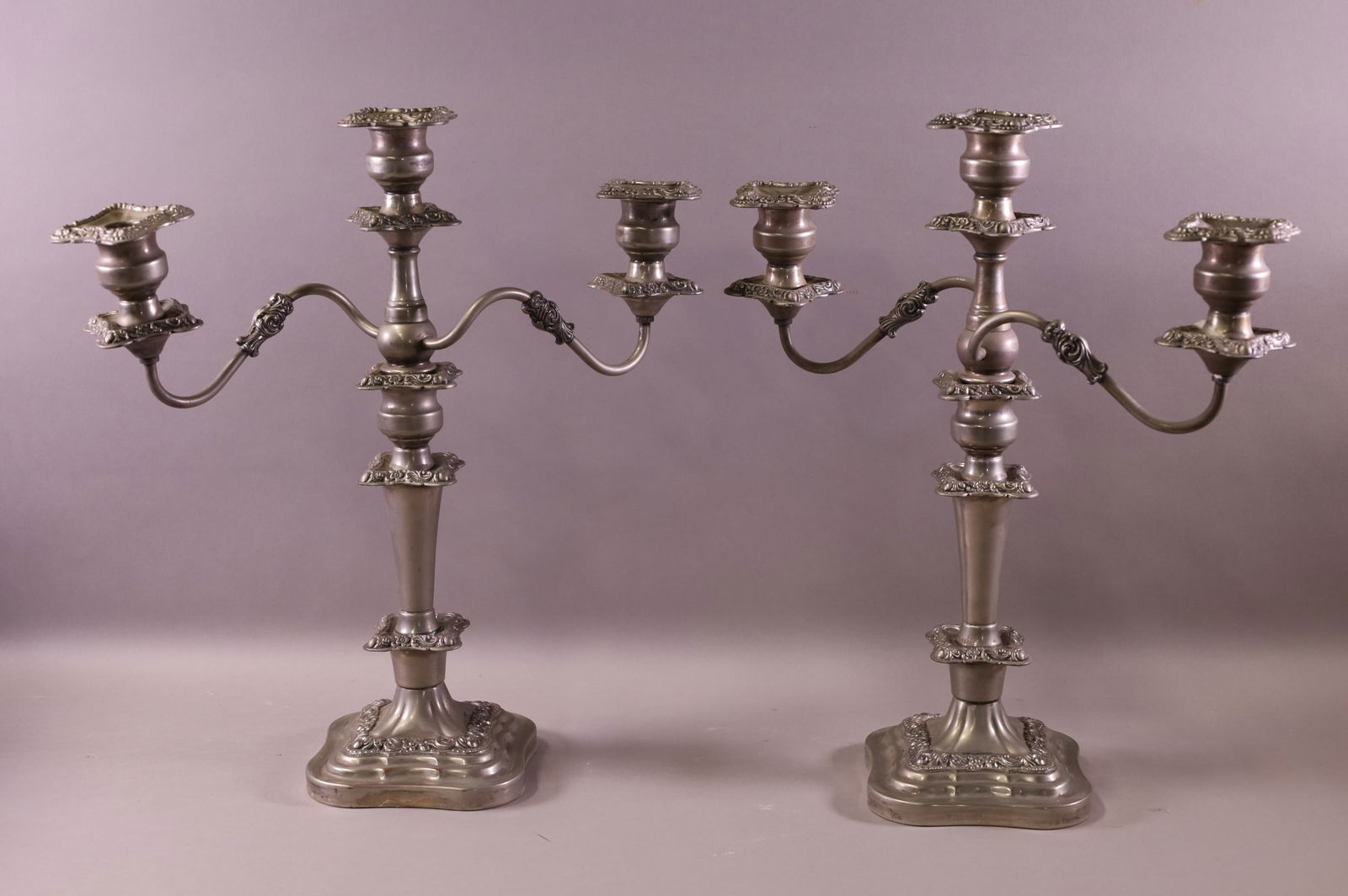 PAIR OF SILVERPLATE CANDELABRAS (1 of 2)