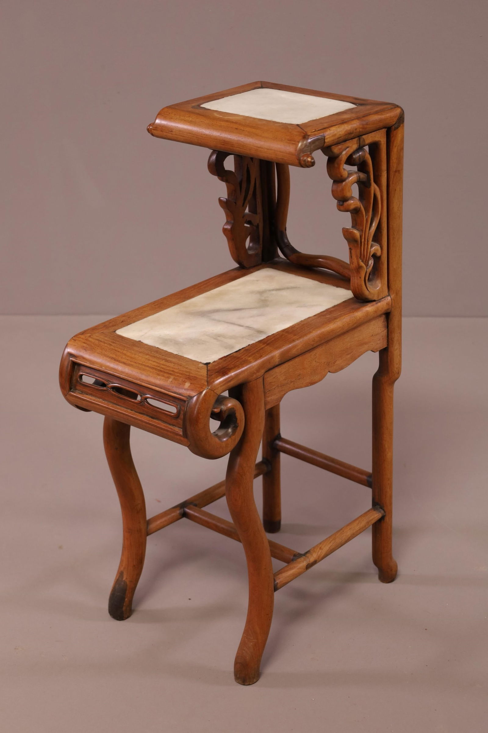 CHINESE MARBLE TOP TWO TIER STAND (1 of 3)
