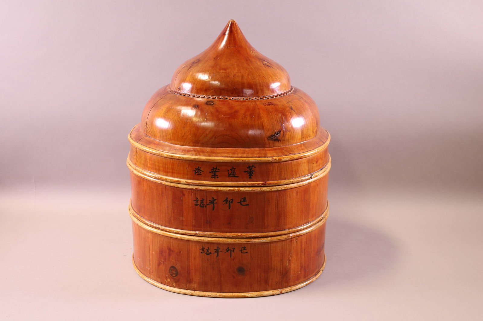 ASIAN LIDDED WOOD BASKET (1 of 2)