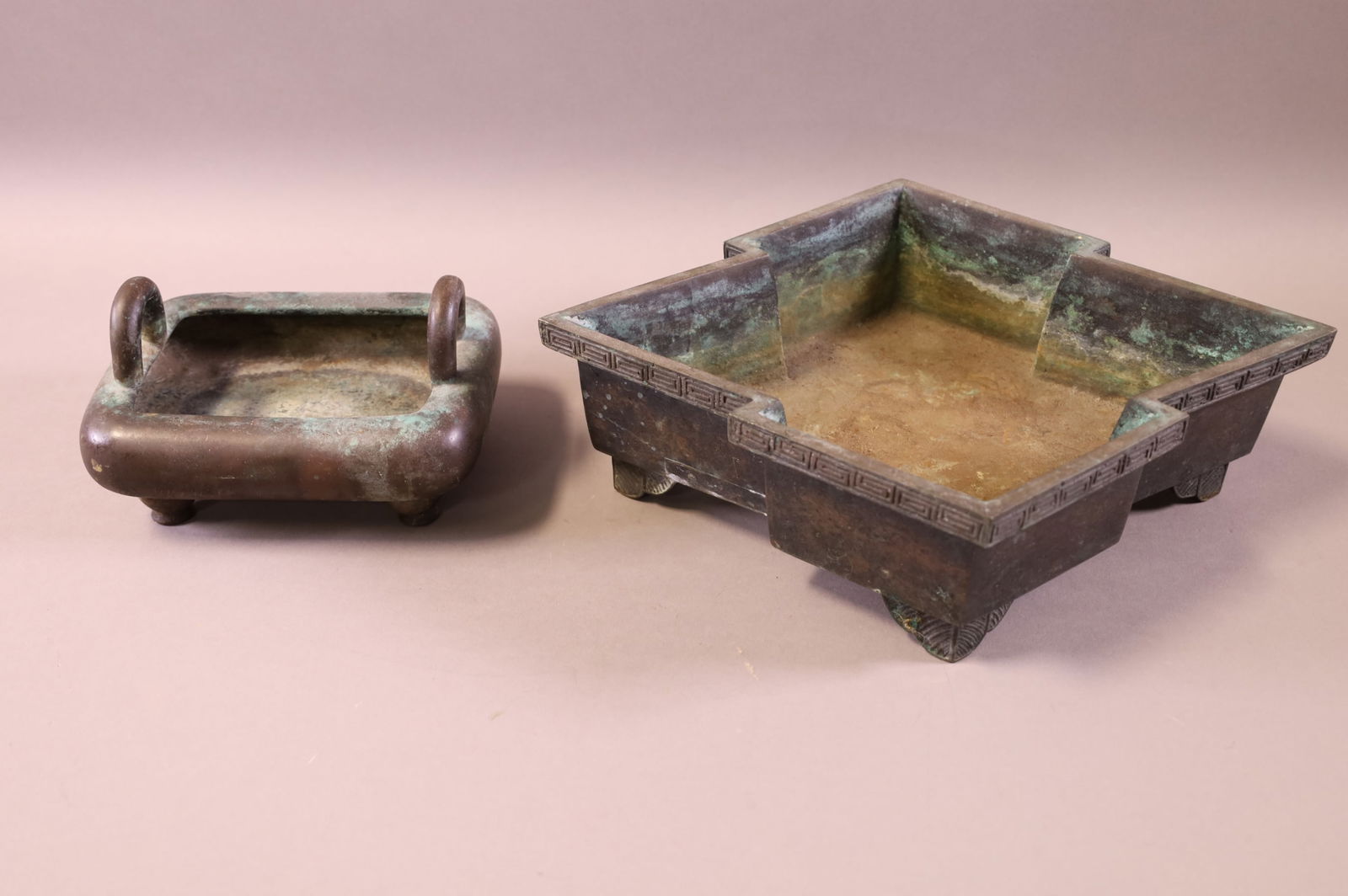 TWO CHINESE BRONZE PLANTERS (1 of 3)