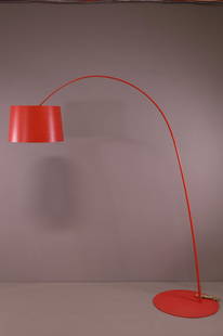 MID CENTURY MODERN FLOOR LAMP: FOSCARINI TWIGGY FLOOR LAMP. CRIMSON RED FLOOR LAMP DESIGNED BY MARC SADLER. MINOR WEAR TO BASE. 23 1/2" DIAM BASE & 81" H. THIS ITEM EXCEEDS SIZE LIMITATIONS FOR IN HOUSE SHIPPING.