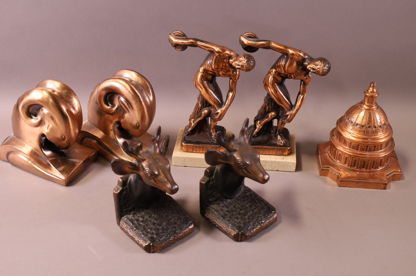 FOUR PAIRS OF METAL BOOKENDS (1 of 5)