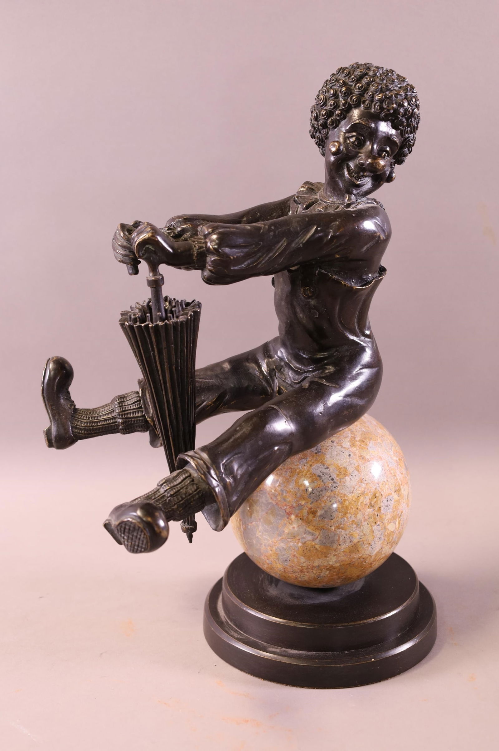 BRONZE & MARBLE CLOWN STATUE (1 of 3)