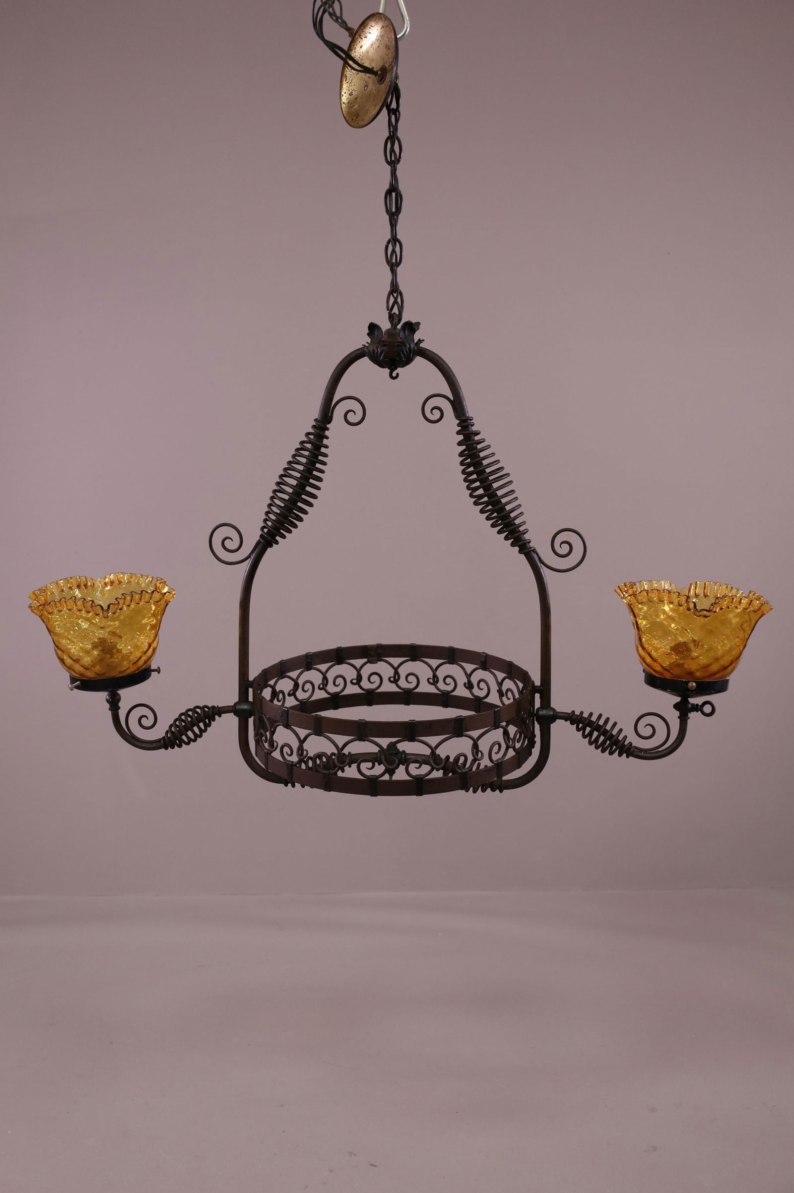 IRON SPANISH STYLE CONVERTED GAS HANGING LIGHT (1 of 4)