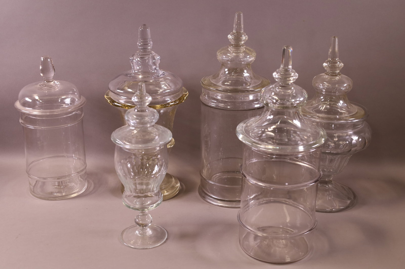 SIX LIDDED GLASS JARS (1 of 4)