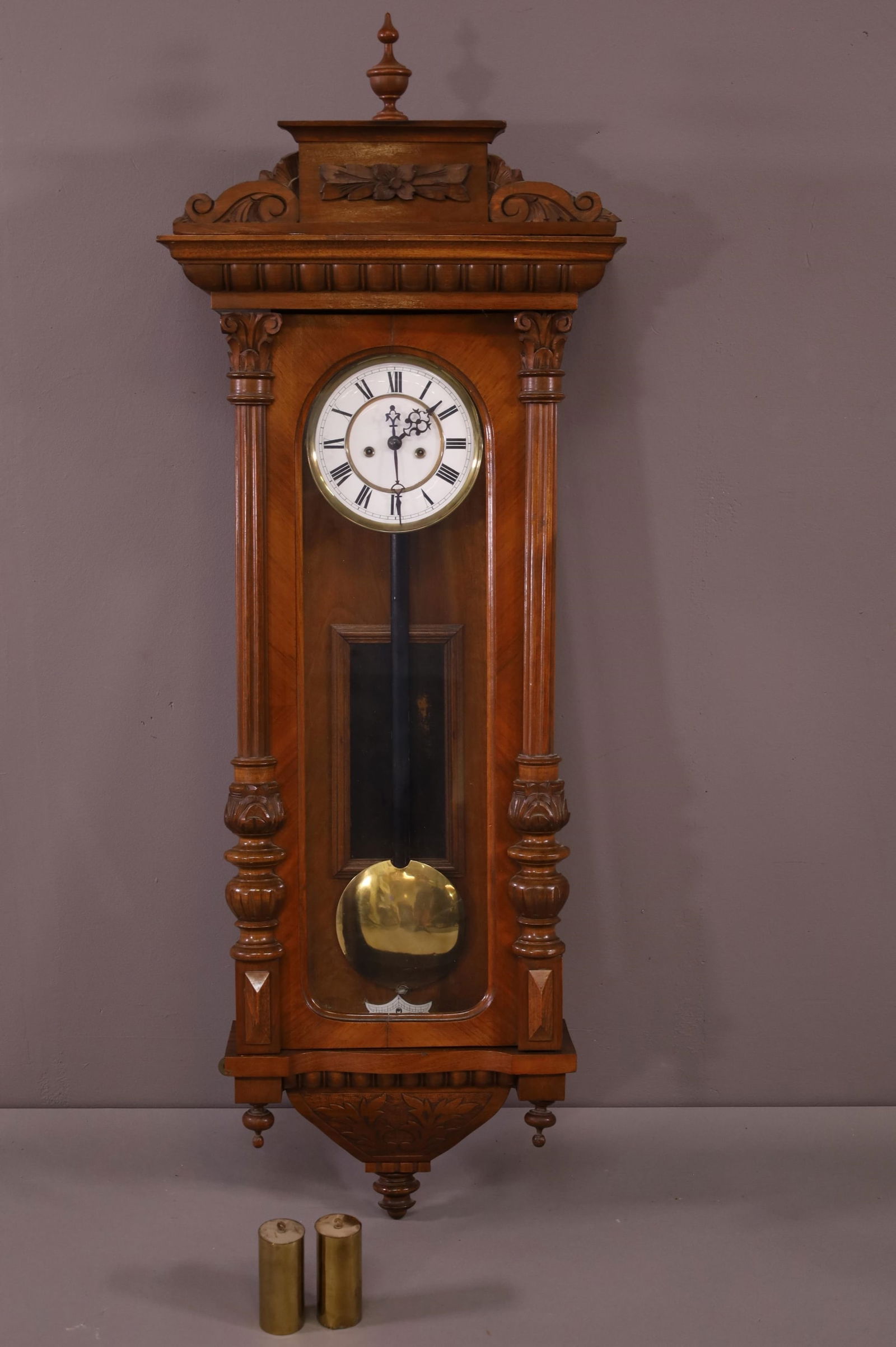TALL GERMAN GUSTAV BECKER 2 WEIGHT WALL CLOCK (1 of 3)