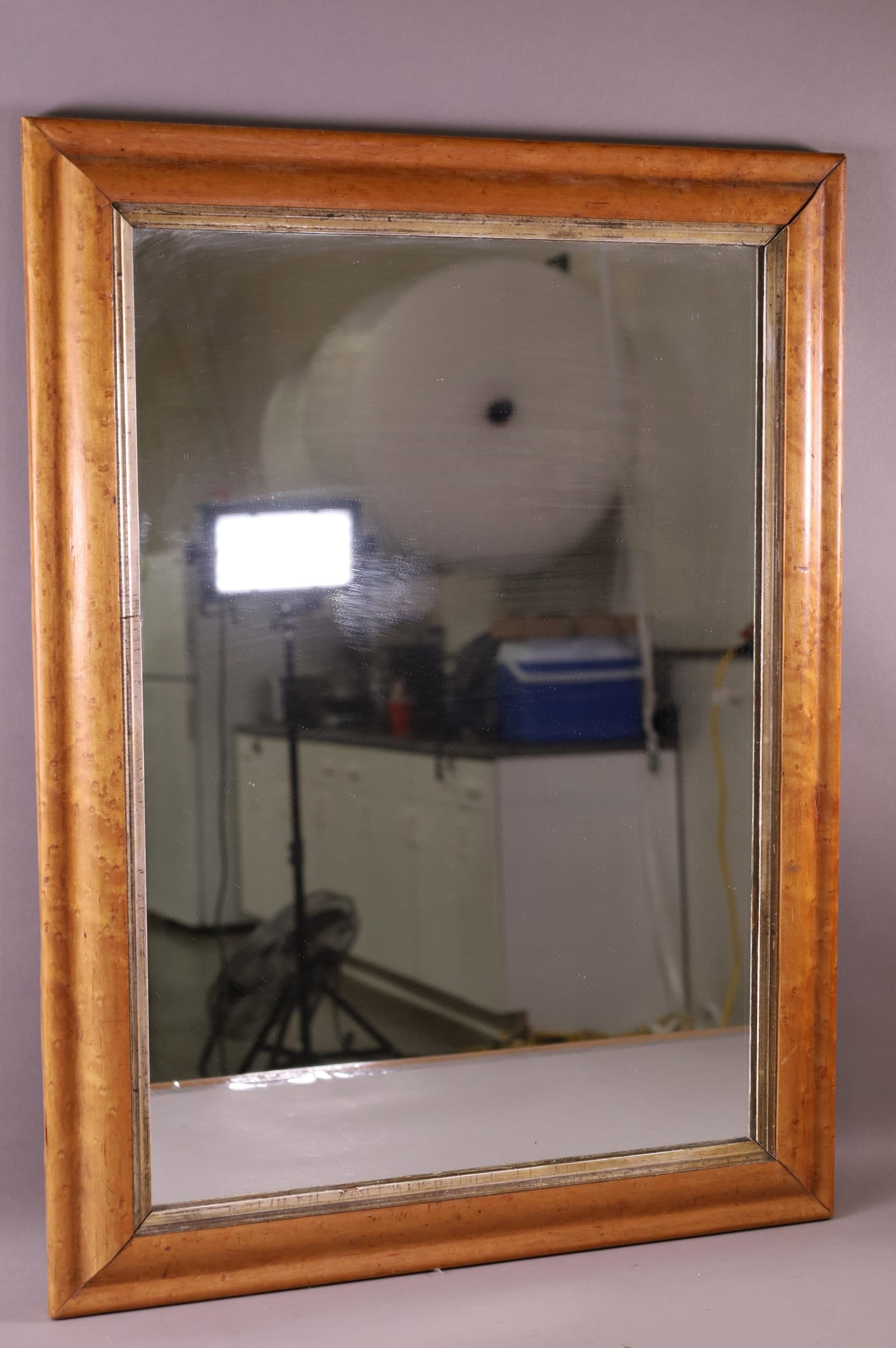 ANTIQUE BIRDSEYE MAPLE WALL MIRROR (1 of 2)