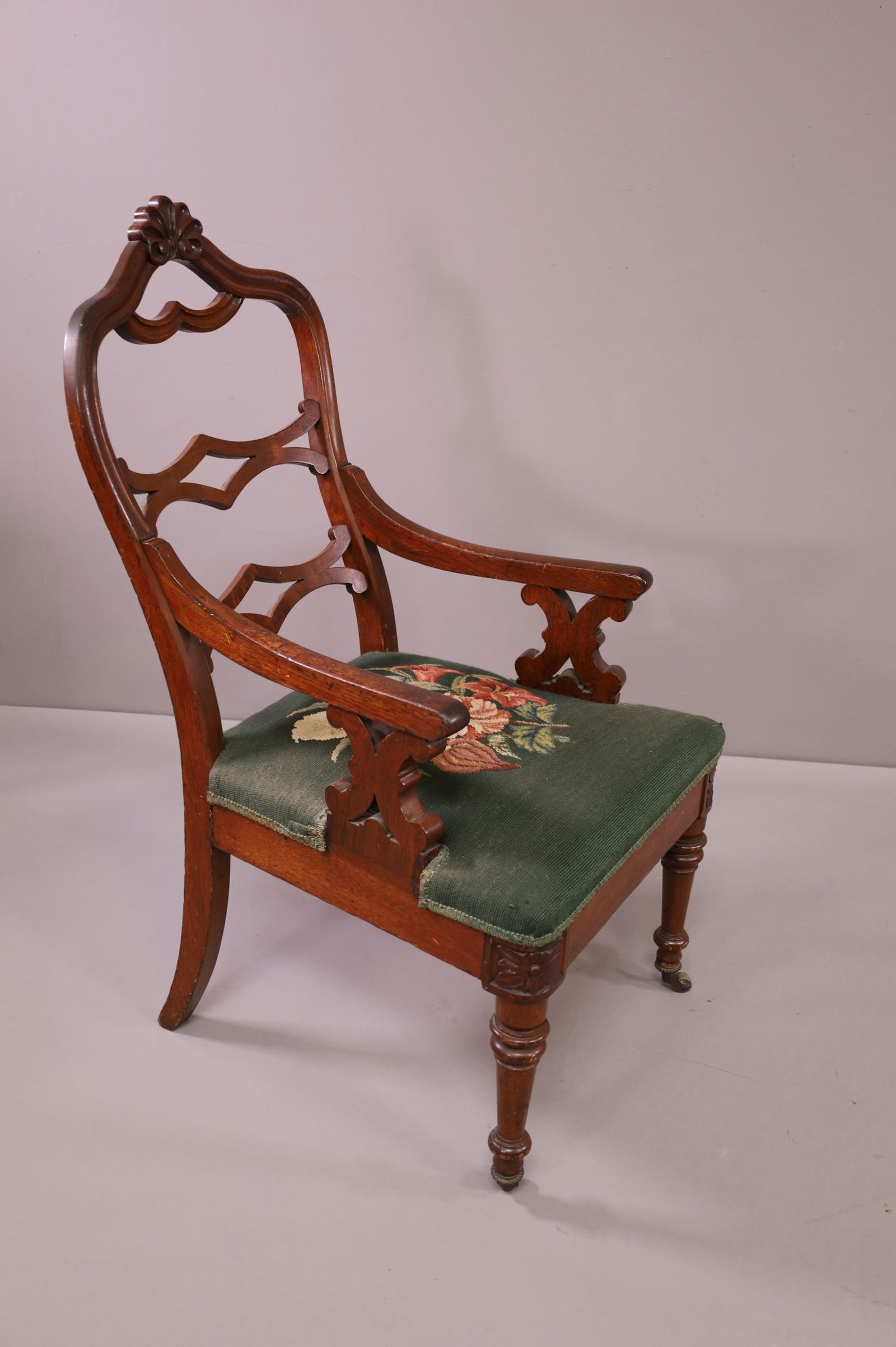 ANTIQUE NEEDLEPOINT ARMCHAIR (1 of 3)