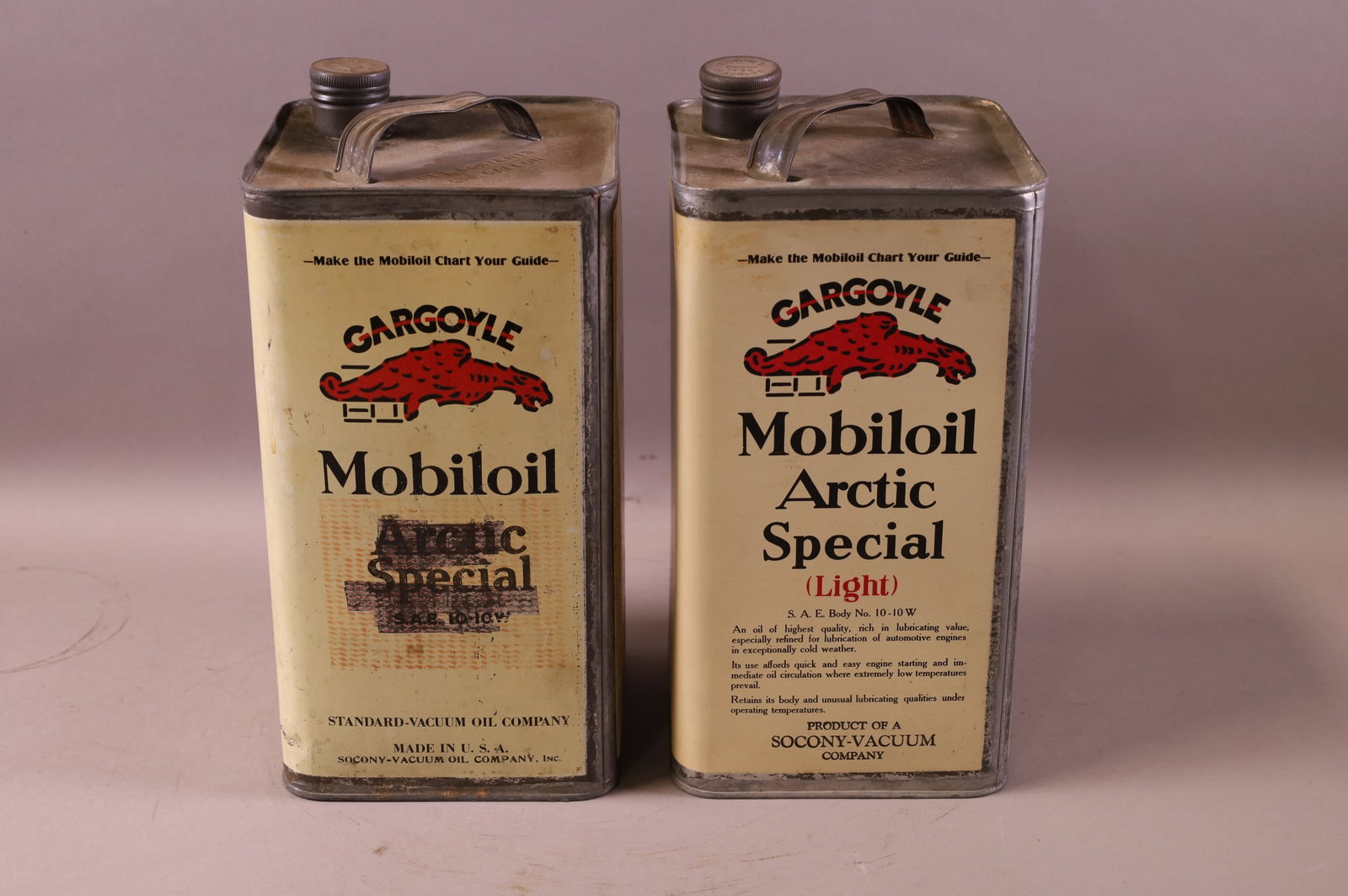 TWO SOCONY VACUUM MOBILOIL CANS (1 of 2)