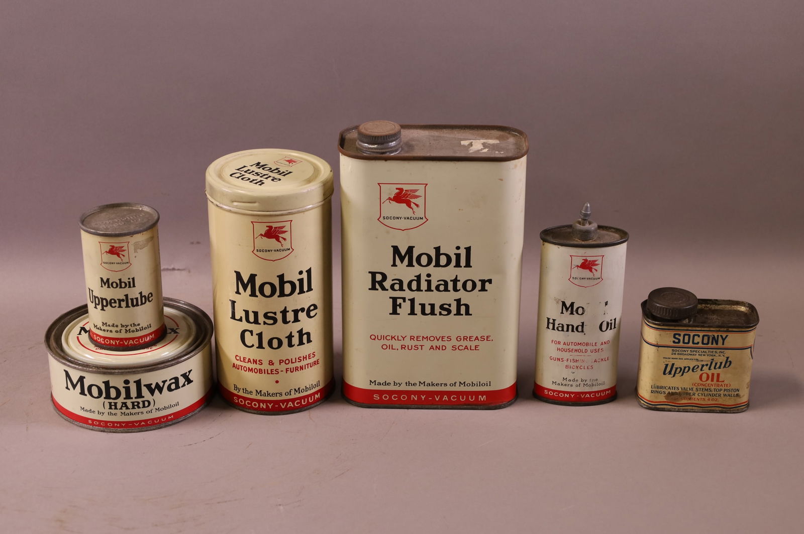 SIX SOCONY OIL ITEMS (1 of 2)