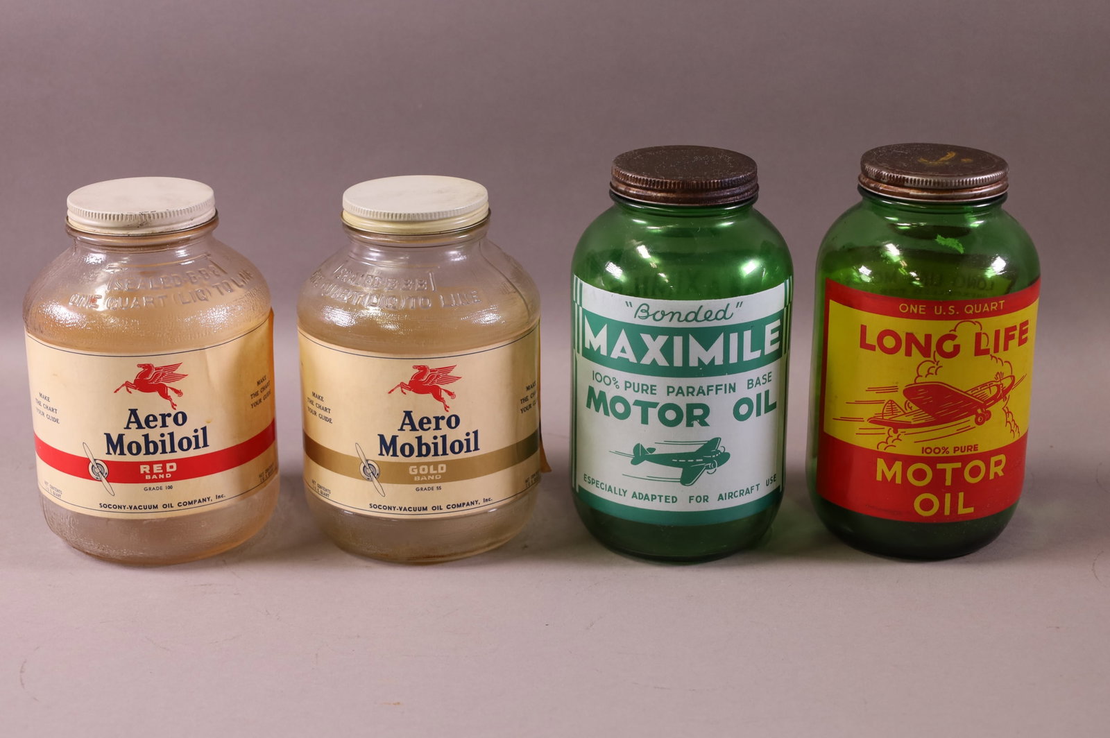 FOUR AERO (AVIATION) OIL JARS (1 of 3)