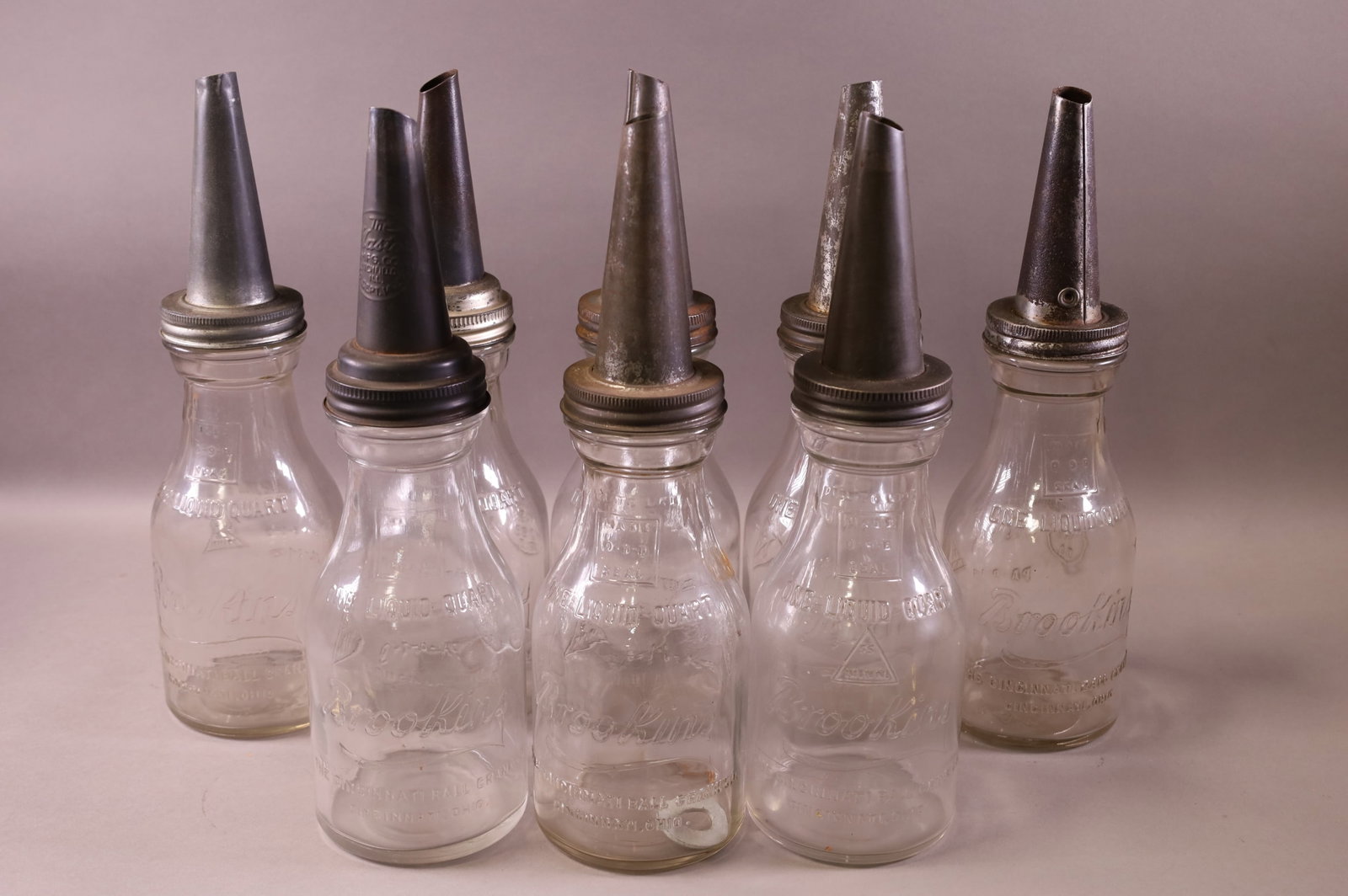 EIGHT BROOKINS OIL BOTTLES (1 of 3)
