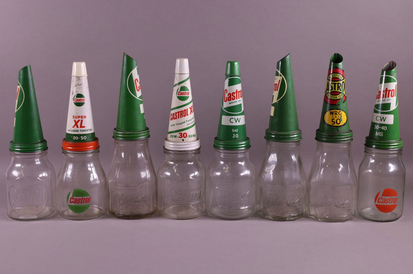 EIGHT CASTROL OIL BOTTLES (1 of 3)