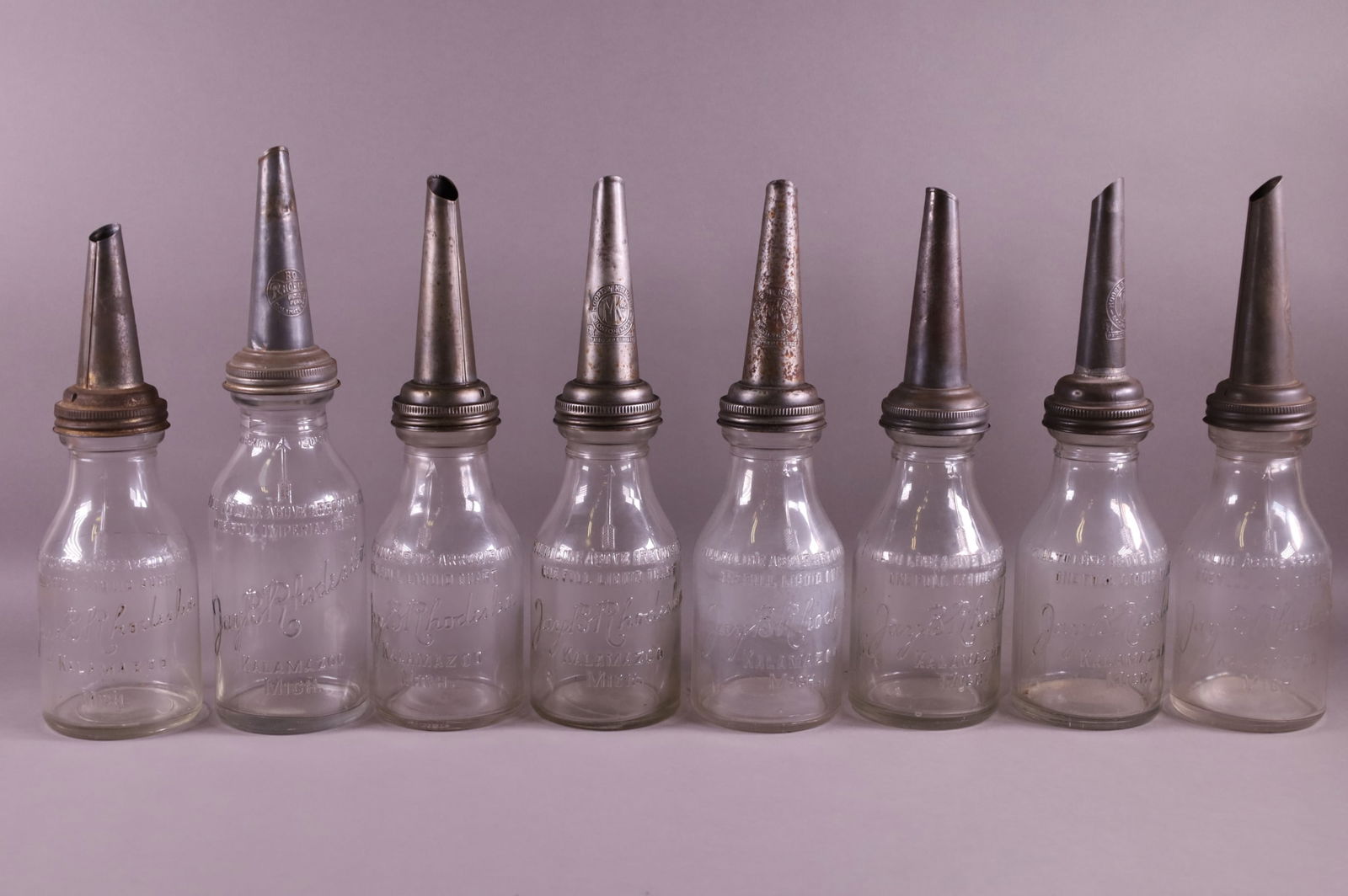 EIGHT JAY B. RHODES OIL BOTTLES (1 of 3)