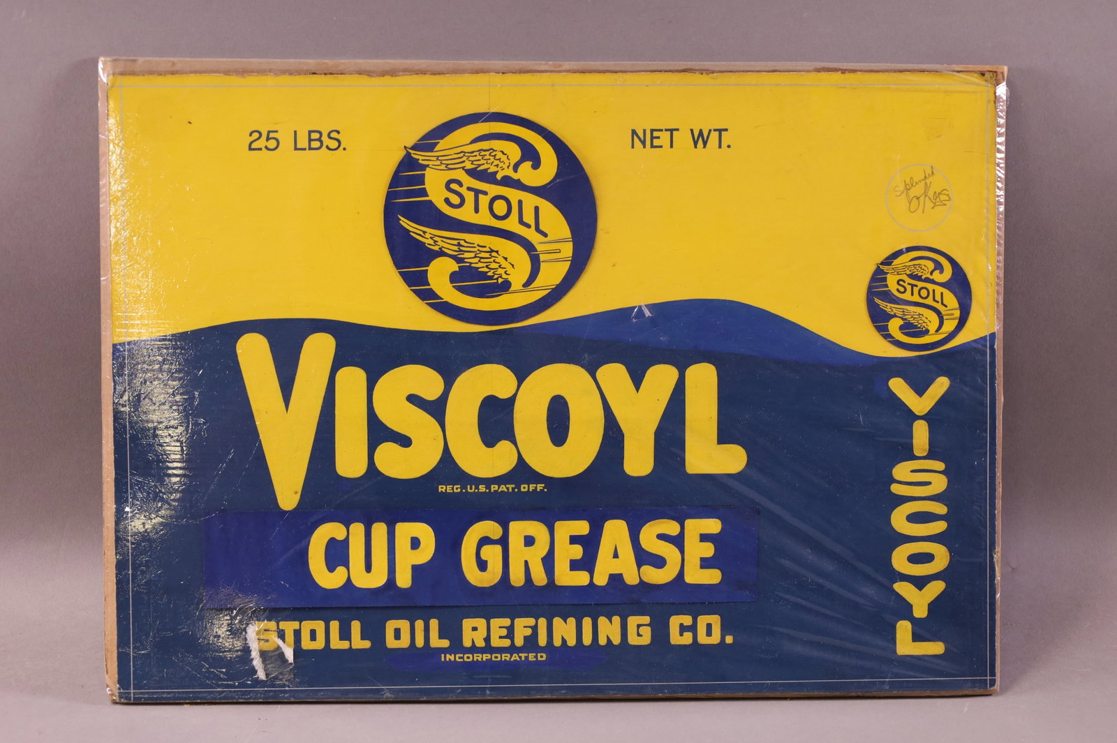 STOLL VISCOYL GREASE CARDBOARD SIGN (1 of 3)