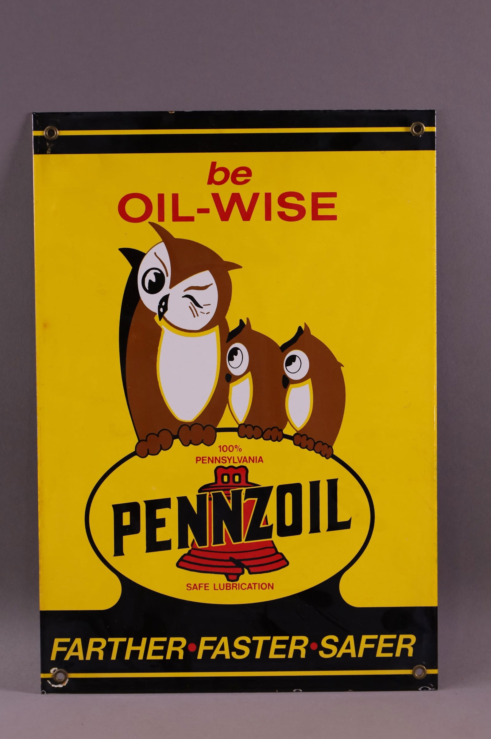 PENNZOIL OILWISE PORCELAIN SIGN (1 of 2)