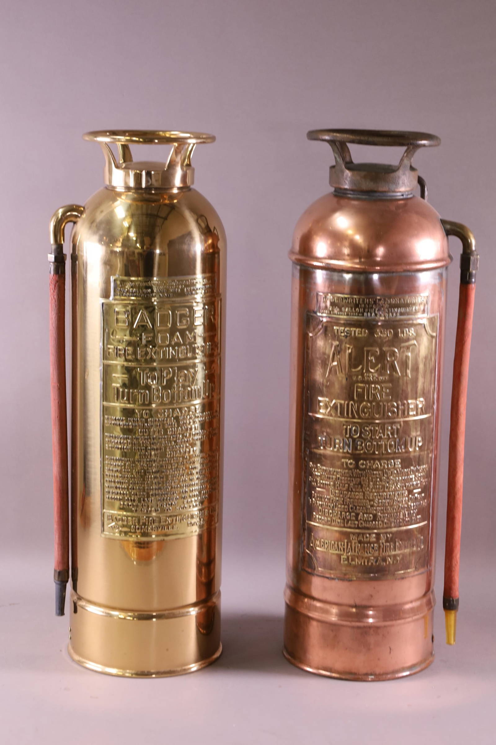 Two Brass Fire Extinguishers Auction