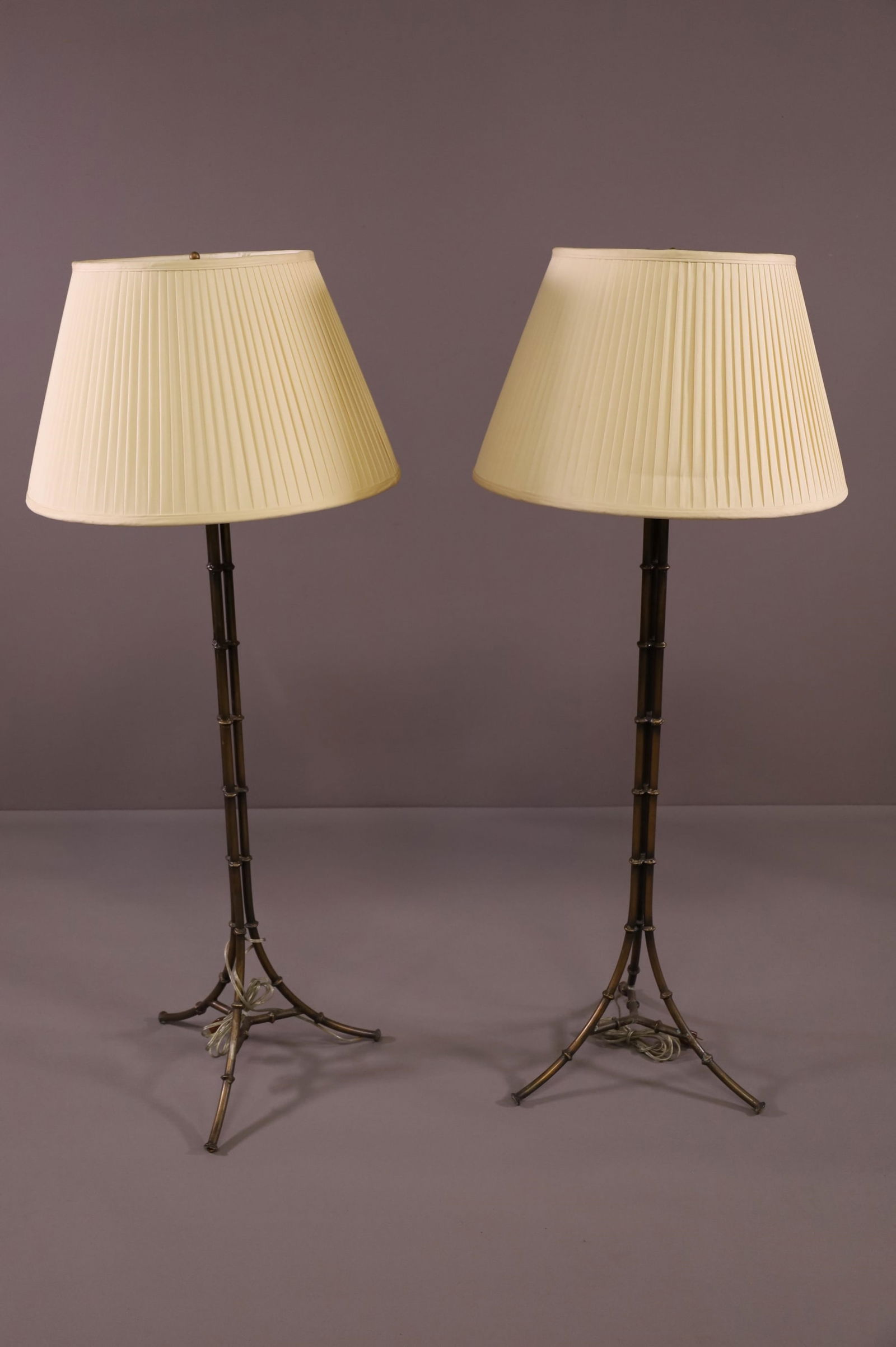 PAIR OF METAL FAUX BAMBOO FLOOR LAMPS (1 of 3)