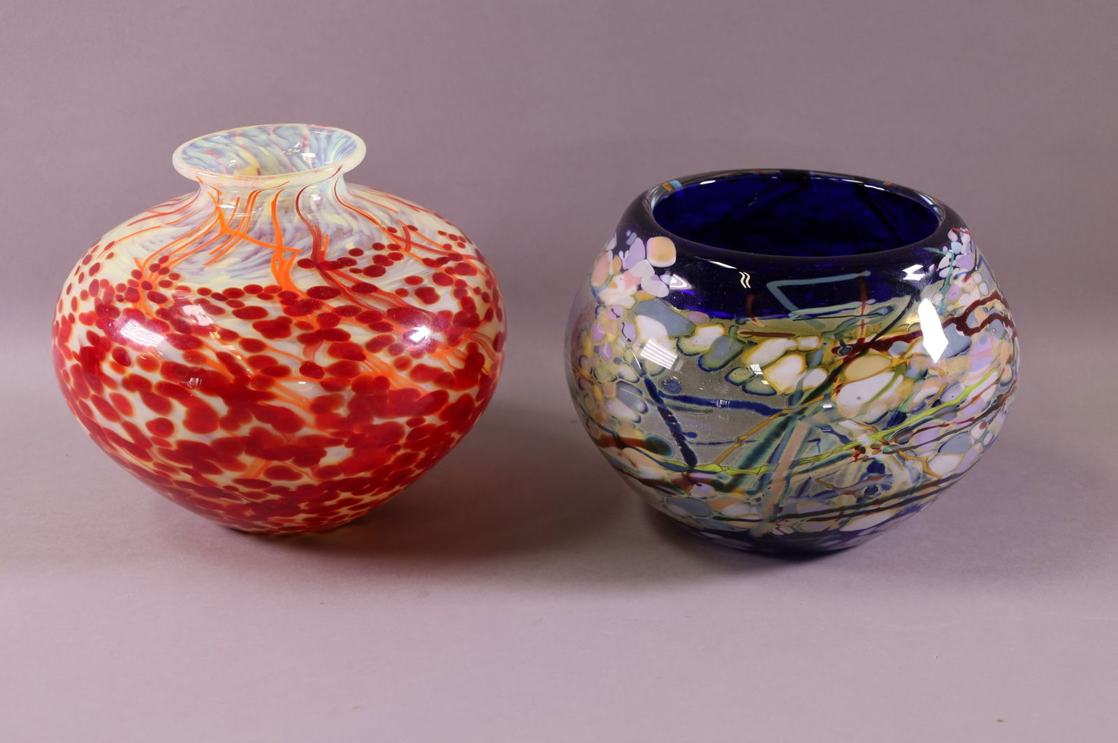 TWO ART GLASS VASES (1 of 5)