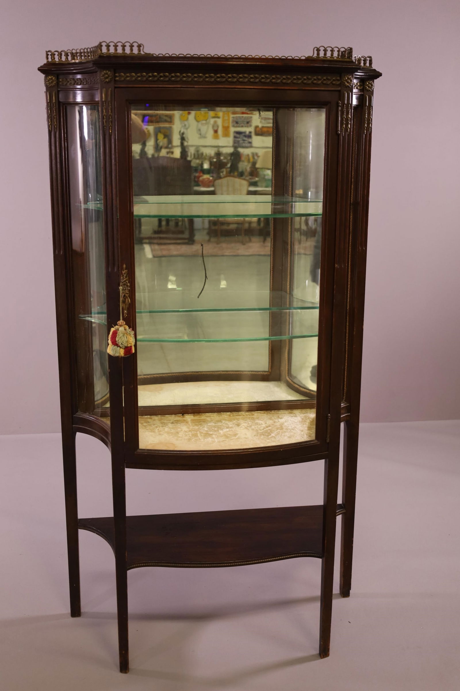 ANTIQUE FRENCH STYLE MAHOGANY CURIO CABINET (1 of 2)