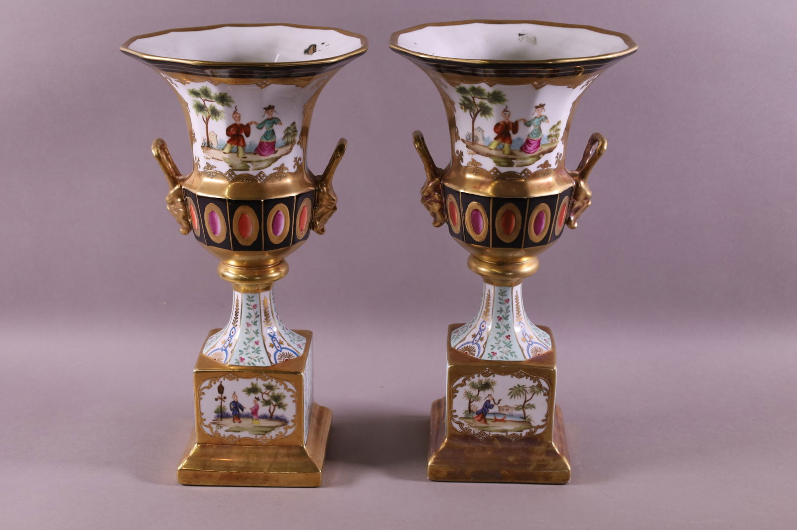 PAIR OF PORCELAIN MANTLE URNS (1 of 3)
