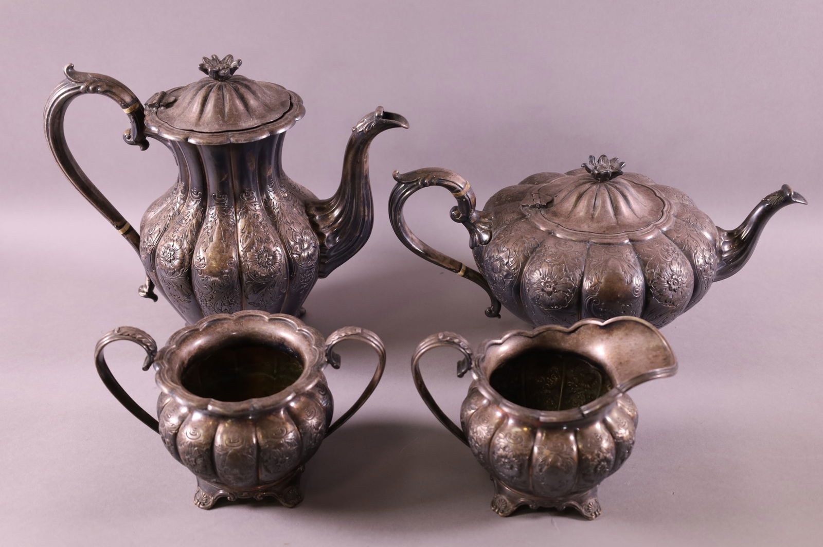FOUR PIECE SILVERPLATE TEA SET (1 of 5)