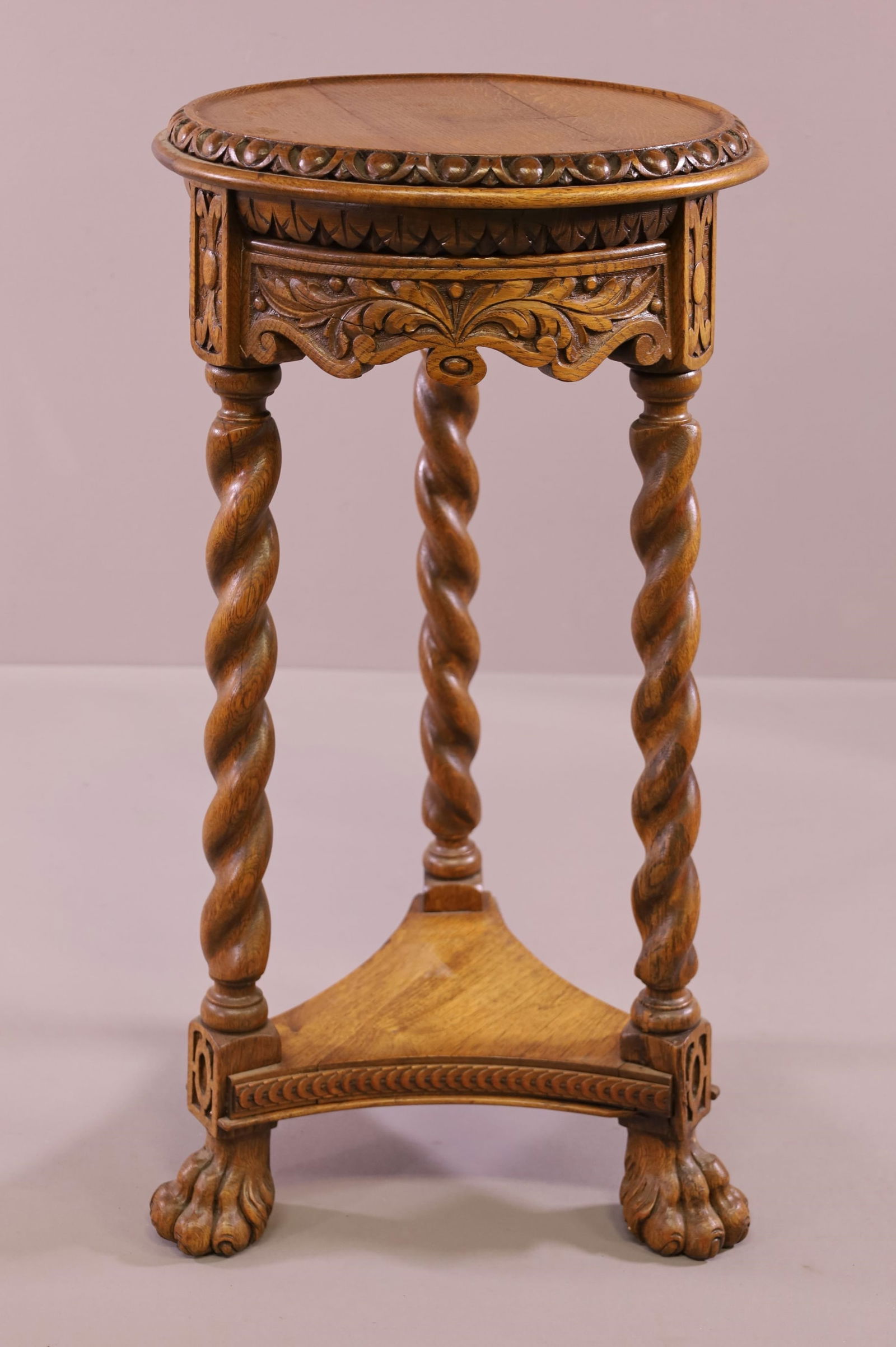 1900'S BARLEY TWIST OAK SIDE TABLE (1 of 3)