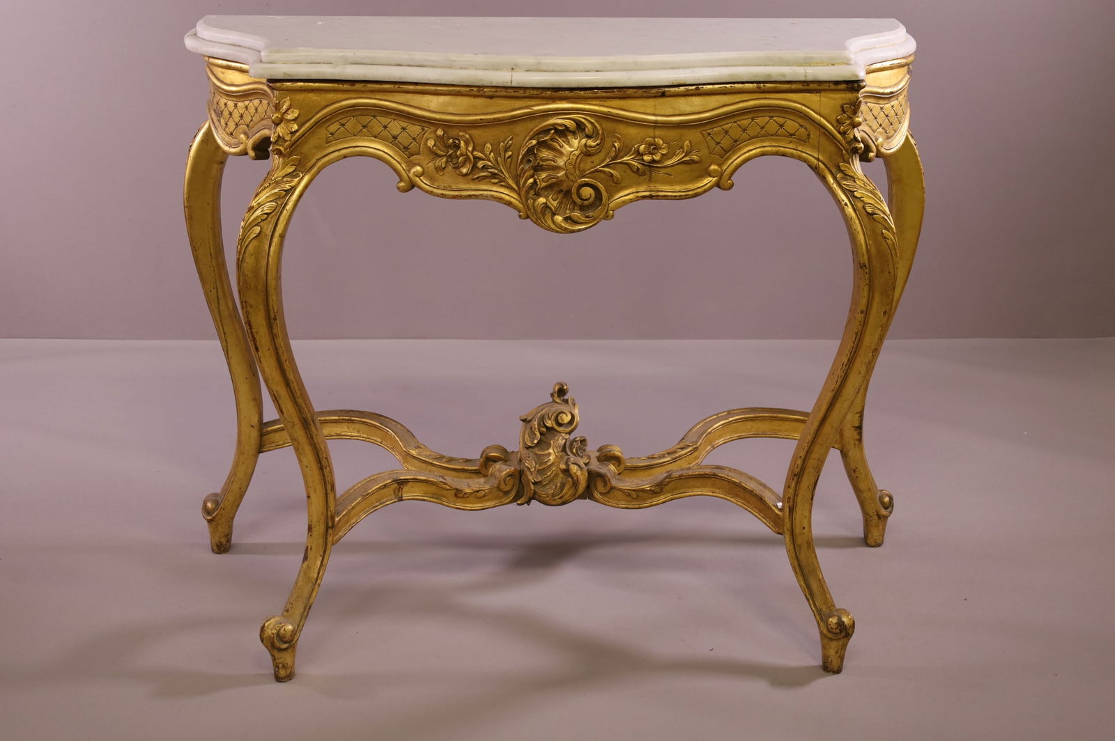 GOLD GILT FRENCH STYLE MARBLE TOP CONSOLE TABLE (1 of 4)