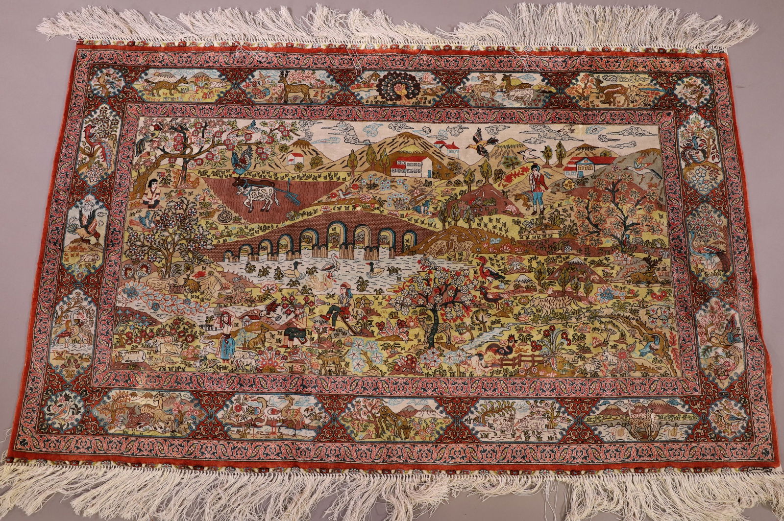 APPROX 5' x 3' 1" HANDMADE SILK RUG (1 of 6)