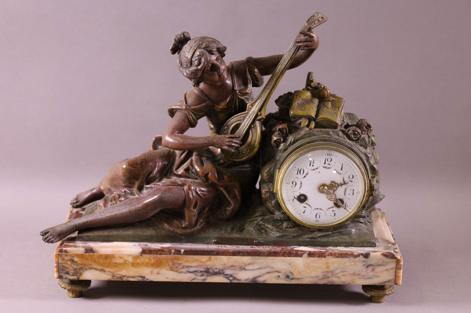 FRENCH FIGURAL SPELTER MANTLE CLOCK (1 of 3)