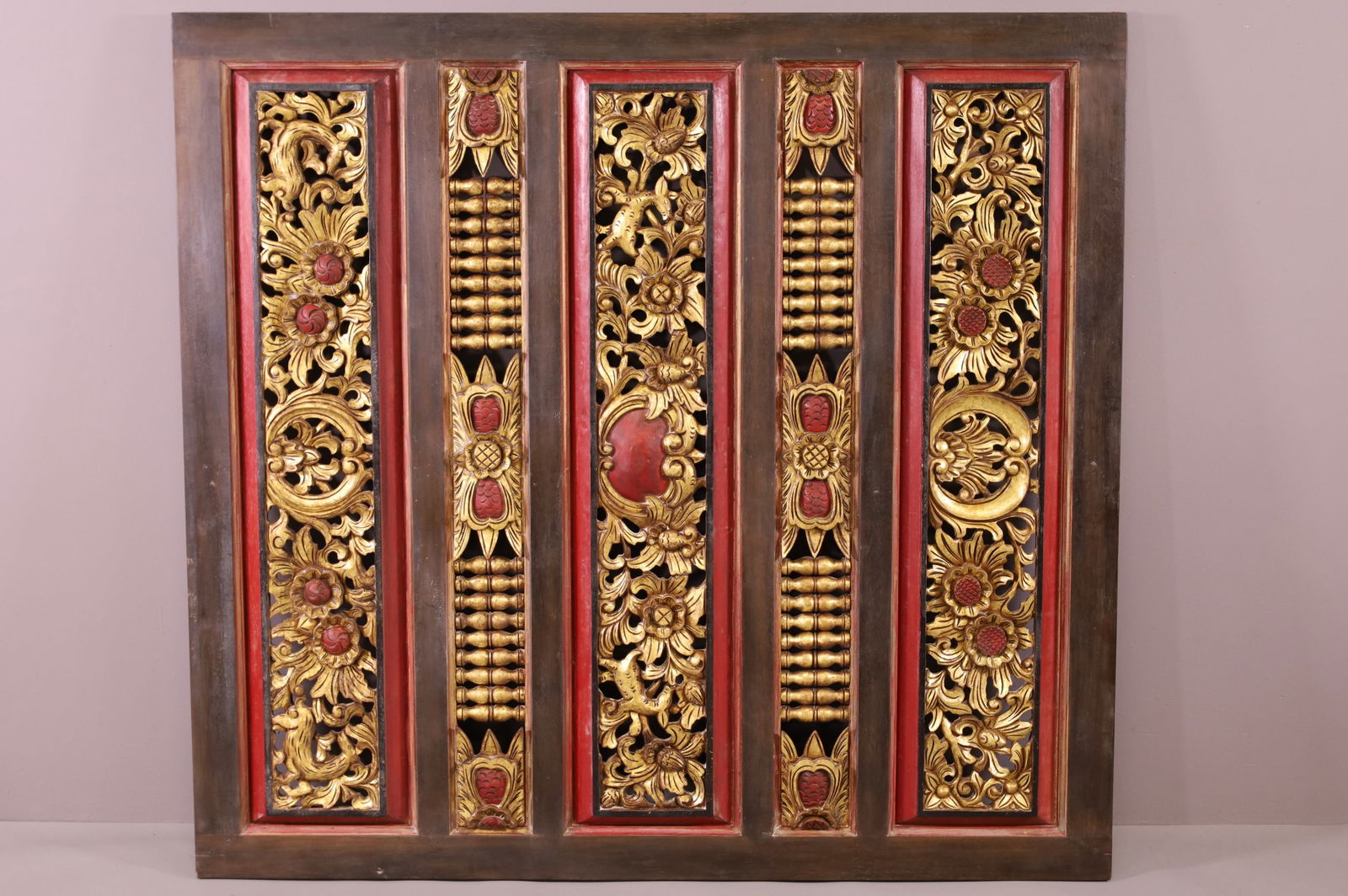 LARGE HIGHLY CARVED WOOD PANEL (1 of 3)