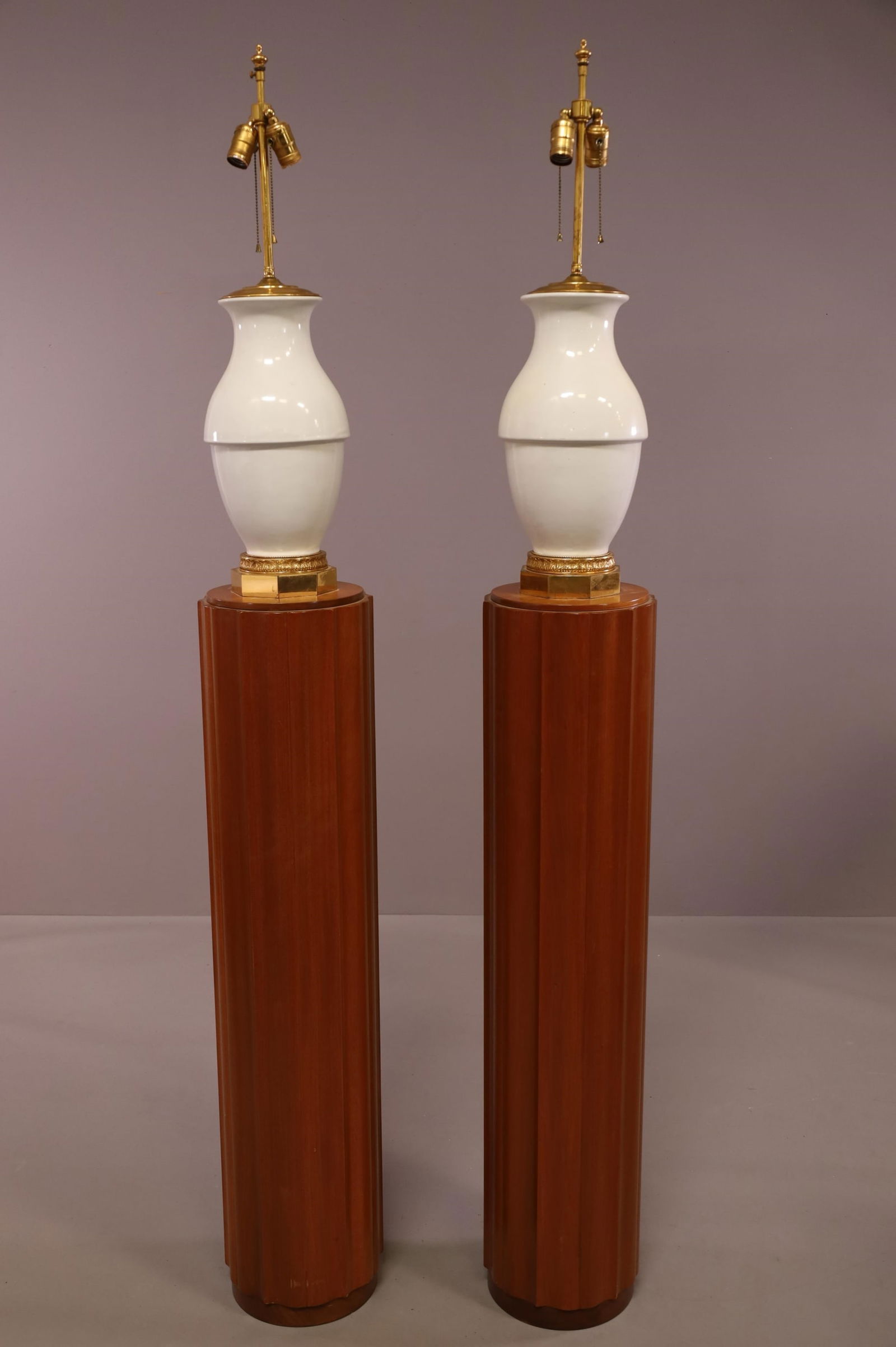 PAIR OF CUSTOM MADE PEDESTAL FLOOR LAMPS (1 of 3)